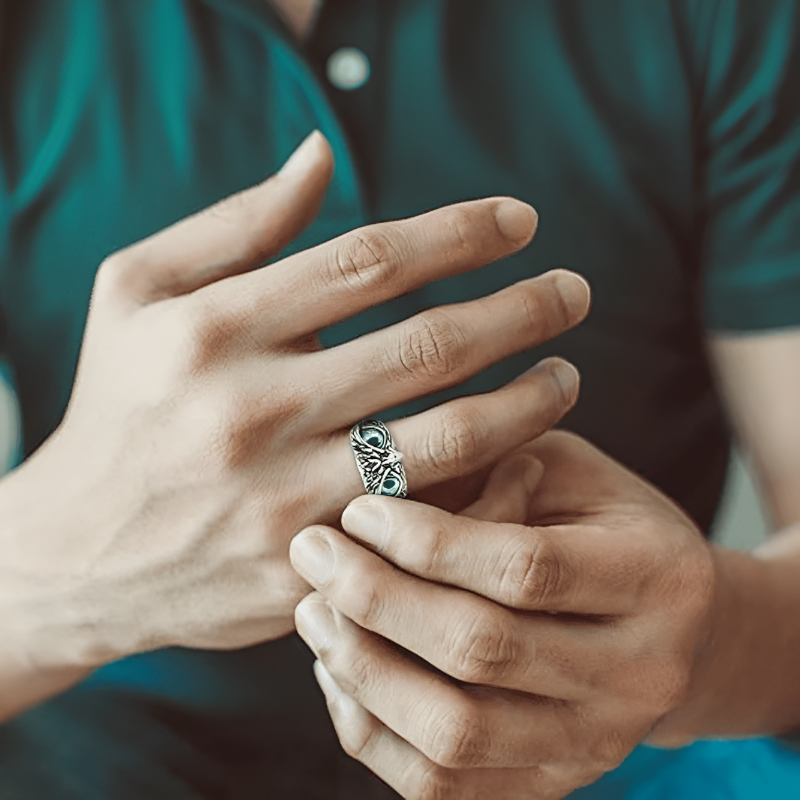 Anillo búho de la prosperidad y riqueza